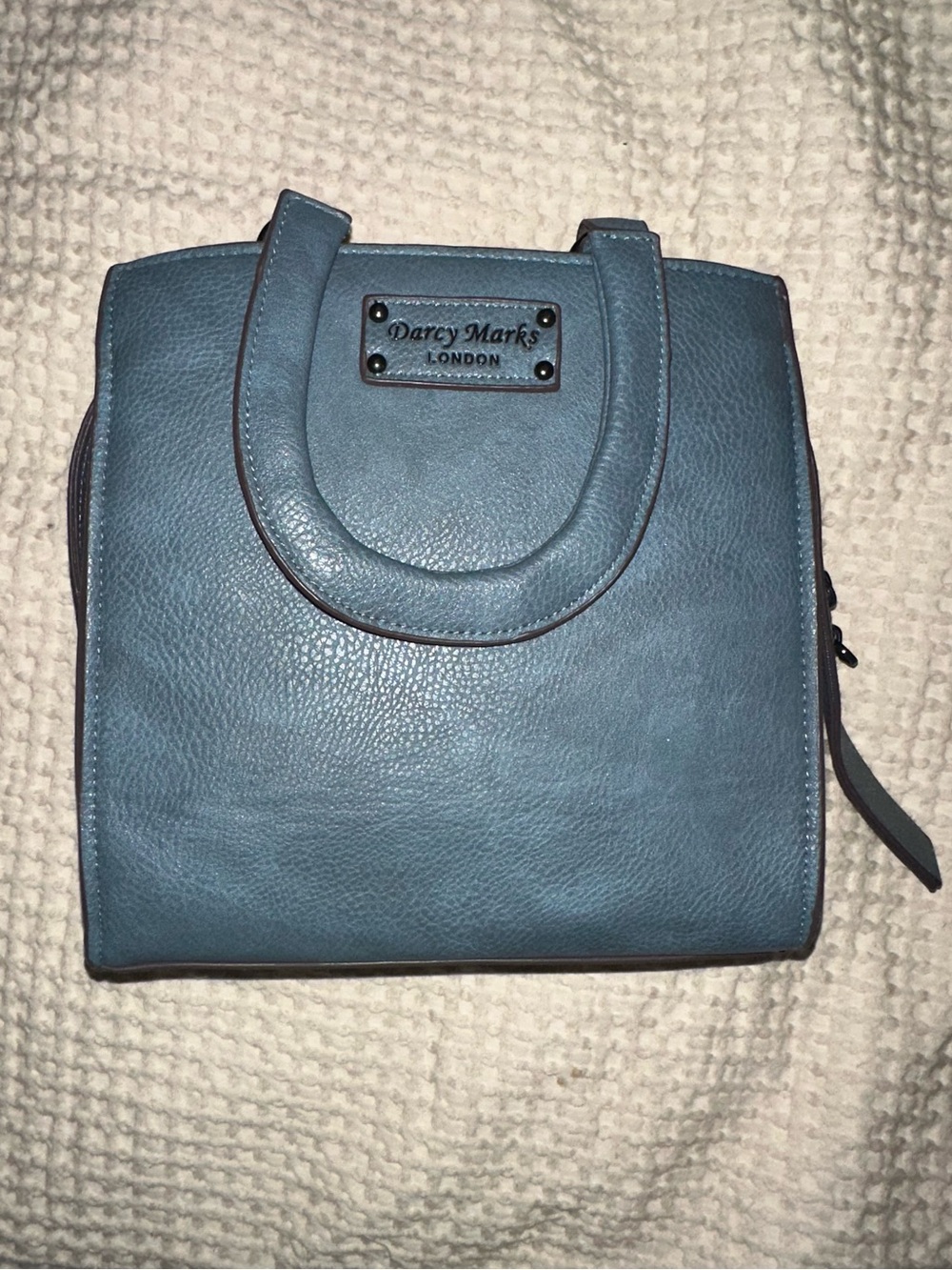 Darcy Marks London Blue VeganLeather Structured Satchel